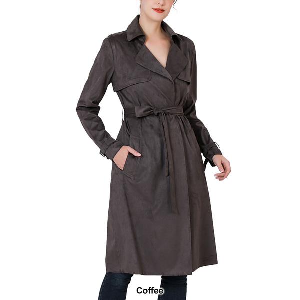 Womens BGSD Long Suede Trench Coat
