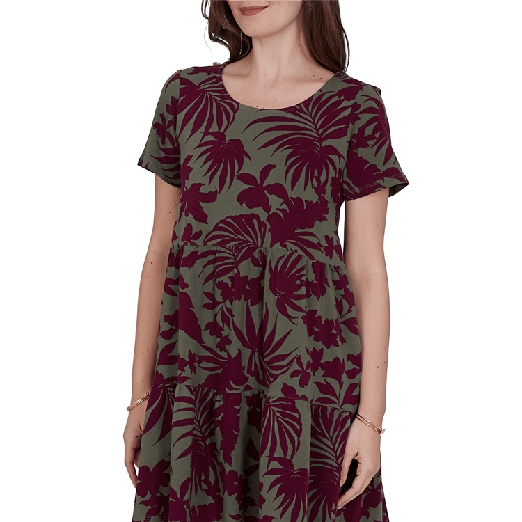 Womens Ruby Rd. Sedona Escape Tropical Tiered Shift Dress