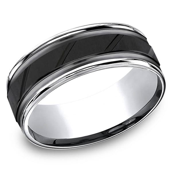 Mens Endless Affection(tm) 8mm Cobalt Black Cut Center Band