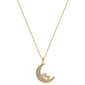 Brass Yellow Gold Plated Glitter Moon Pendant Necklace - image 2