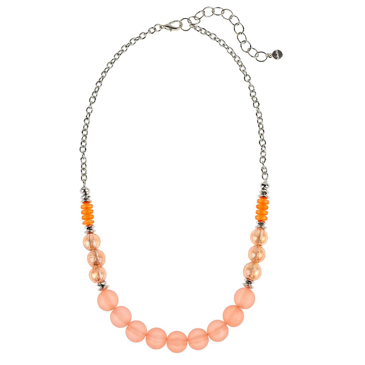 Ruby Rd. Silver-Tone Short Coral Beaded Frontal Necklace