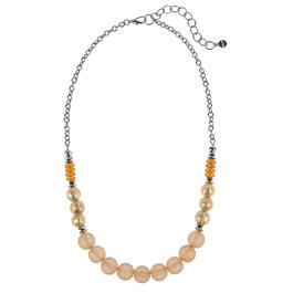 Ruby Rd. Silver-Tone Short Coral Beaded Frontal Necklace