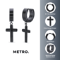 Mens Lynx Black Ion Plated Stainless Steel Cross Hoop Earrings - image 4