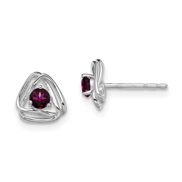 14k White Gold Rhodolite Garnet Stud Earrings - image 