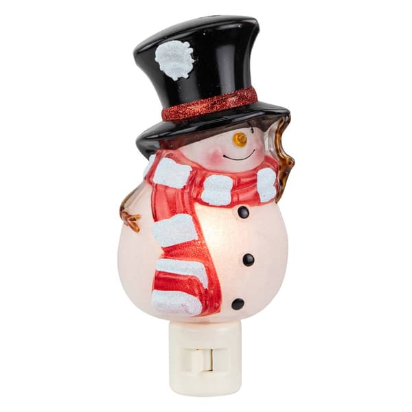 Northlight Seasonal Snowman w/ Black Top Hat Christmas Nightlight - image 