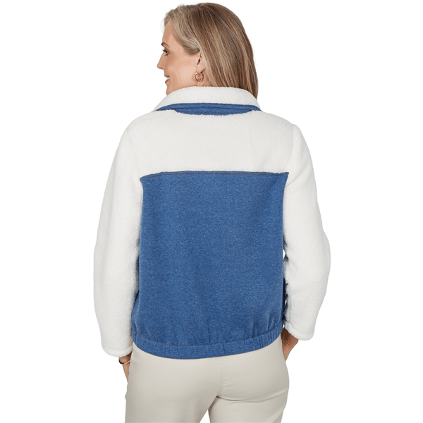 Petite Alfred Dunner Sunset Ridge Denim & Sherpa Bomber Jacket