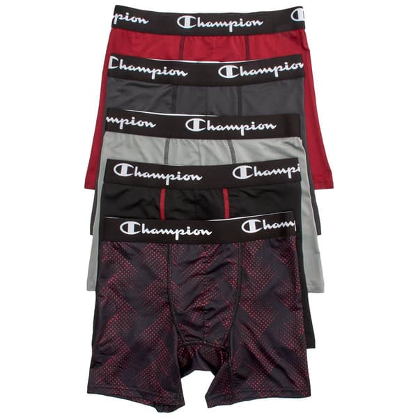 Mens Champion(R) 5pk. Performance Boxer Briefs - Black/Red - image 