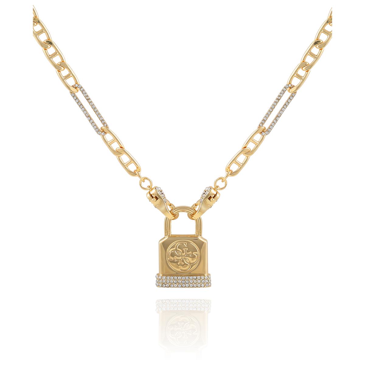 GUESS Gold-Tone Logo Padlock Pendant Necklace