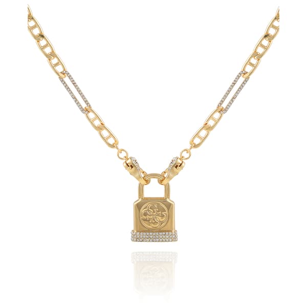 Guess Gold-Tone Logo Padlock Pendant Necklace - image 