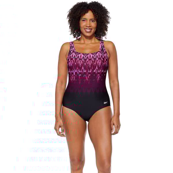 Womens Reebok In The Dark Ocean Square Neck One Piece Swimsuit