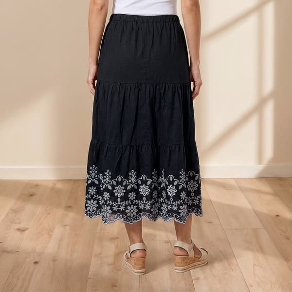 Womens Nanette Lepore Pull On Eyelet Hem Trim Tiered Midi Skirt