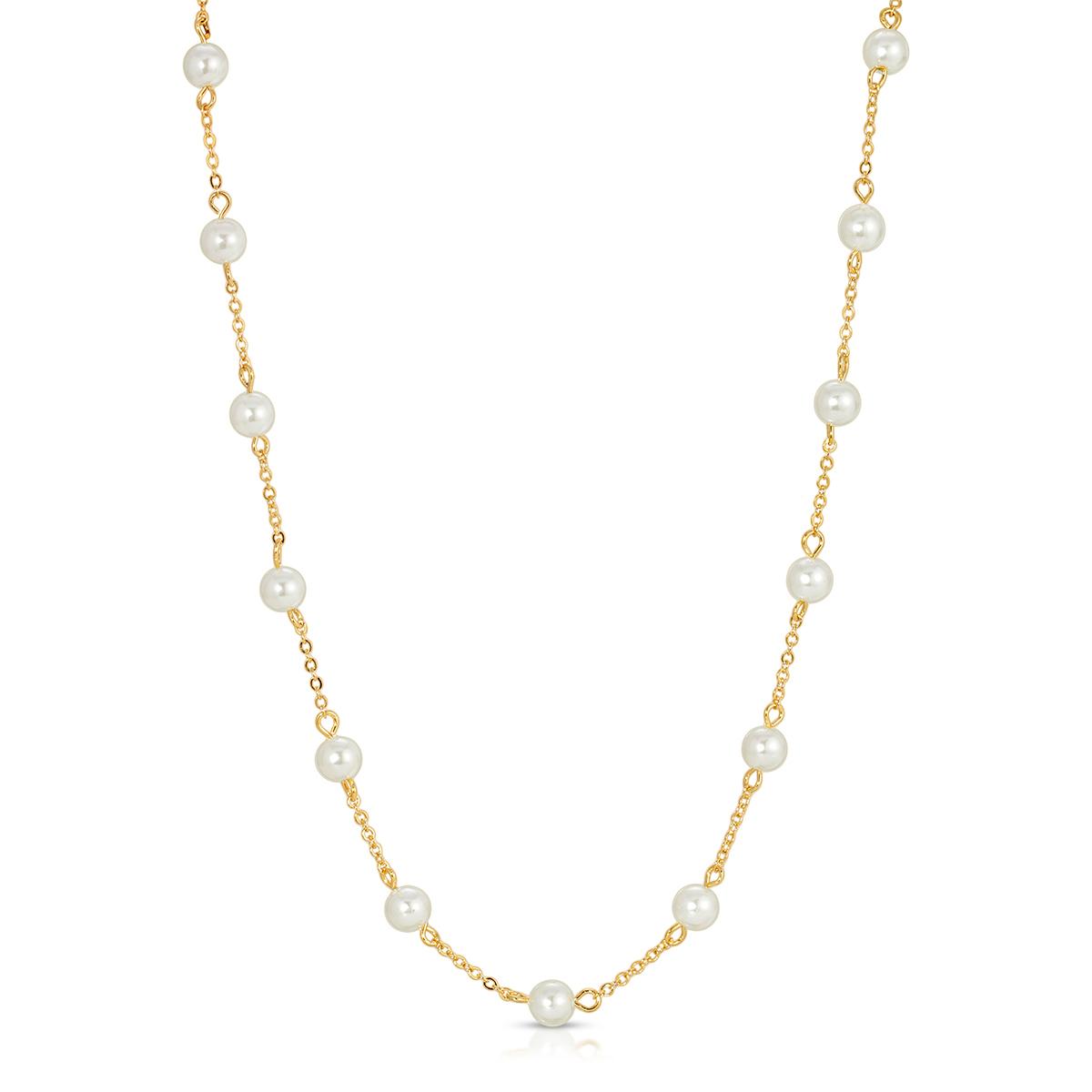 1928 Gold Tone Pearl Statement Necklace