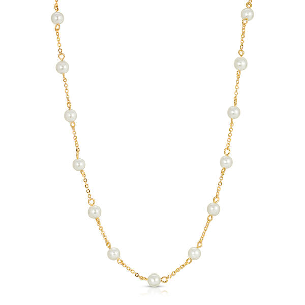 1928 Gold Tone Pearl Statement Necklace - image 