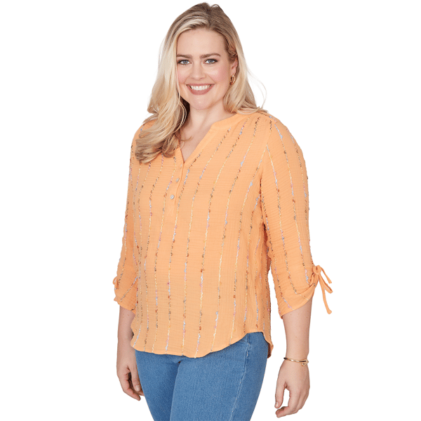 Petite Alfred Dunner Beachcomber Sequin Stripe Blouse