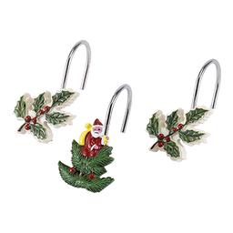 Avanti Spode Christmas Tree Red Shower Curtain Hooks