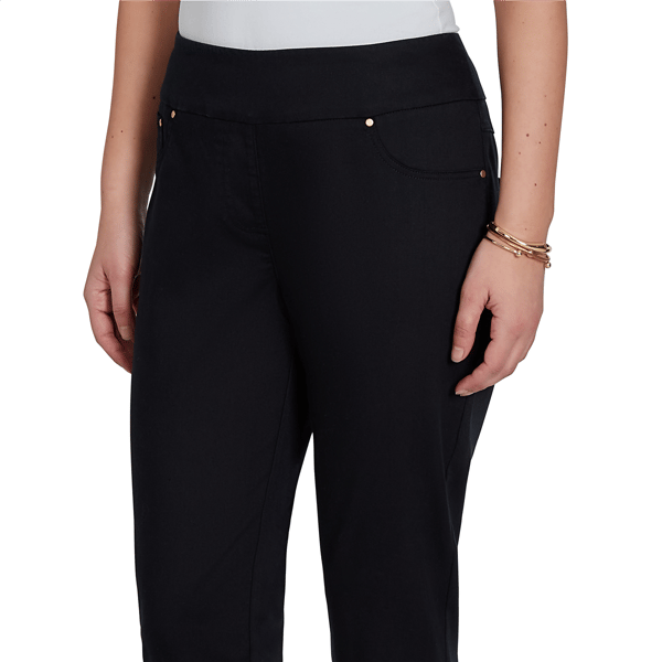 Womens Ruby Rd.Tropical Noir Embroidered Cutout Tencel Denim