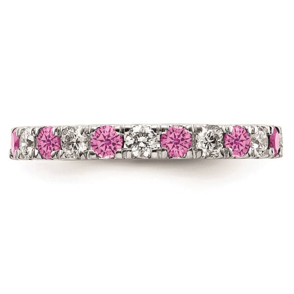 Pure Fire 14kt. White Gold Lab Created Pink Sapphire Band - image 