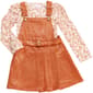 Girls (4-6x) Little Lass(R) 2pc. Faux Suede Jumper w/ Floral Top - image 1