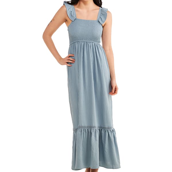 Juniors No Comment Cascade Smocked Maxi Dress