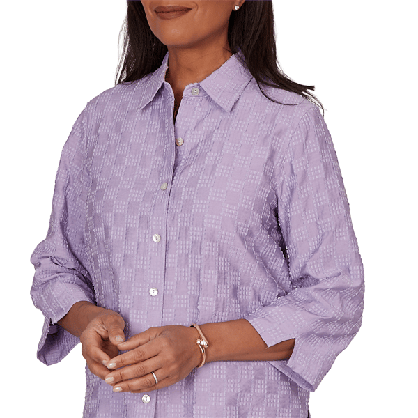 Petite Alfred Dunner Grand Bazaar Square Button Front Blouse
