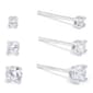 Set of 3 Silver Solitaire Cubic Zirconia Stud Earrings - image 1