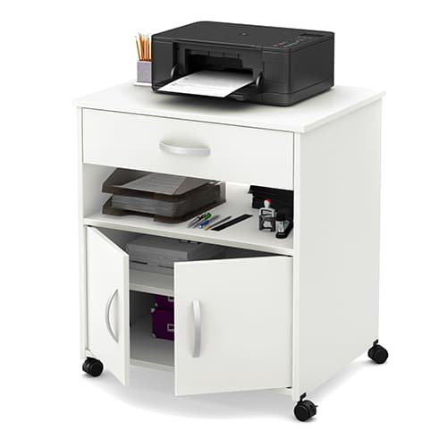 South Shore Axess Printer Cart on Wheels - White