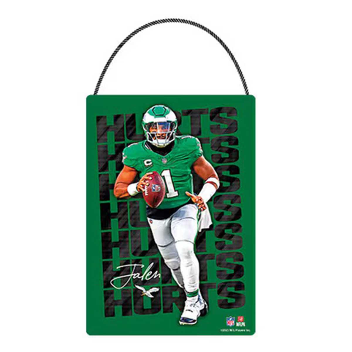 Open Road Eagles #1 Jalen Hurts Hanging Wood Sign