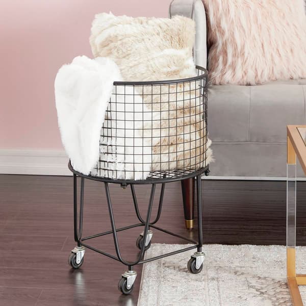 CosmoLiving by Cosmopolitan Black Industrial Metal Laundry Cart
