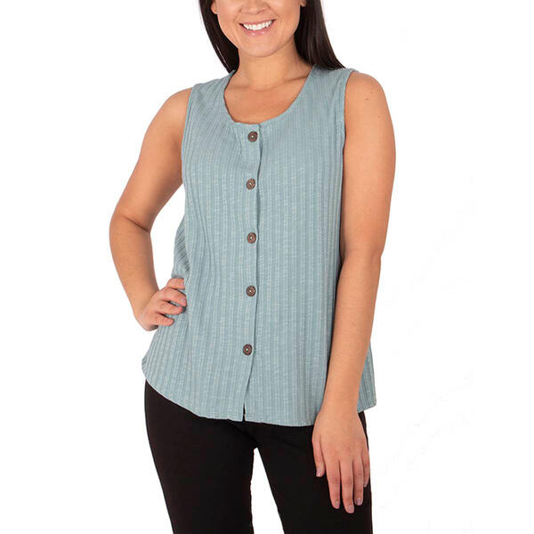 Plus Size NY Collection Sleeveless Button Front Tank Top - image 