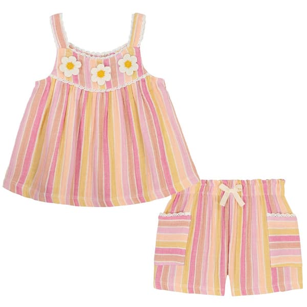 Girls &#40;4-6x&#41; Kids Headquarters&#40;R&#41; 2pc. Stripe Tank Top & Shorts Set - image 