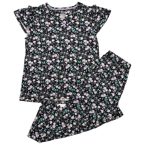 Womens Rene Rofe® Short Sleeve Ruffle Trim Floral Pajama Set - image 