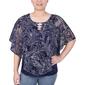 Womens NY Collection Burnout 3 O-Ring Popover Palm Blouse - image 1