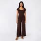 Juniors No Comment Cap Sleeve Rib Square Neck Wide Leg Jumpsuit - image 1
