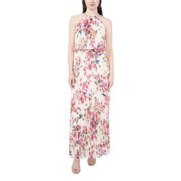Petite MSK Sleeveless Foil Floral Pleat Maxi Blouson Dress