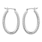 Roman Silver-Tone Textured Oval Hoop Earrings - image 1