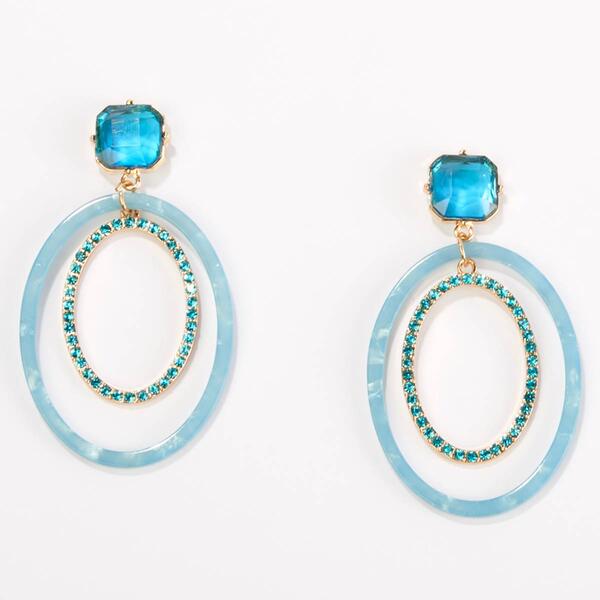 Ashley Cooper&#40;tm&#41; Faceted Square Rhinestone Resin Oval Earrings - image 