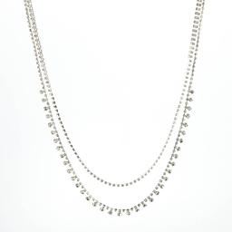 Rosa Rhinestones Double Rhinestone Rows Layered Necklace