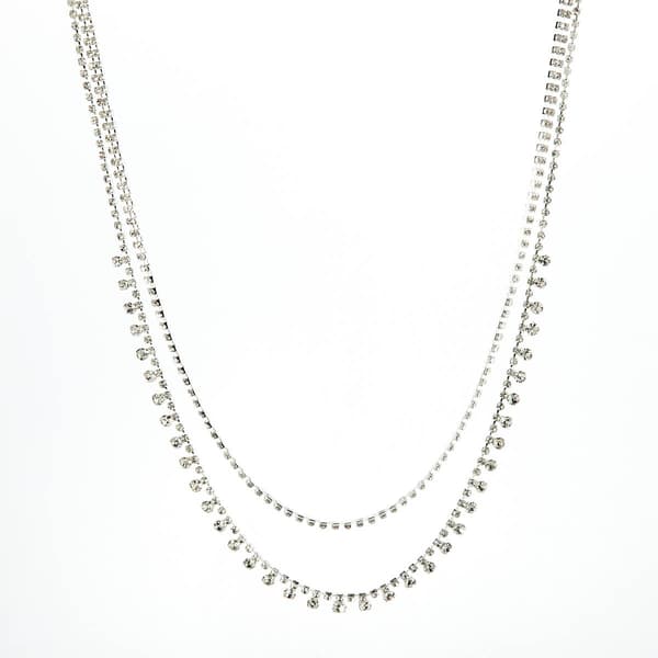Rosa Rhinestones Double Rhinestone Rows Layered Necklace - image 