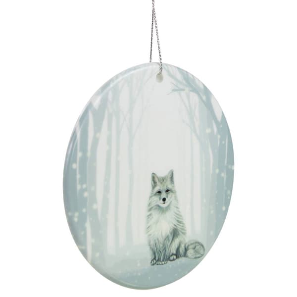 Northlight Seasonal 4in. Arctic Fox Disc Christmas Ornament