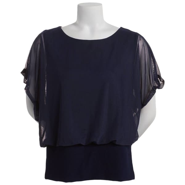 Womens Love Scarlett Dolman Sleeve Mixed Media Blouse - image 