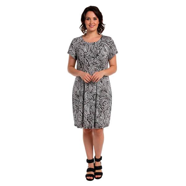Plus Size MSK Short Sleeve Abstract A-Line Dress