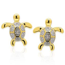 Gianni Argento Gold & Diamond Accent Turtle Stud Earrings