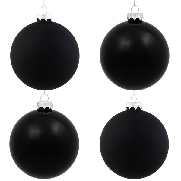 Northlight 4ct. Black 2-Finish Glass Ball Christmas Ornaments