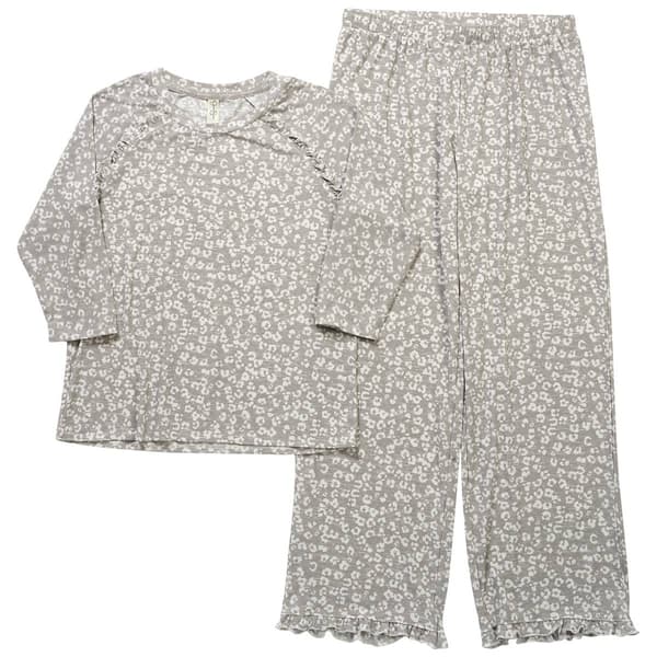 Womens Jessica Simpson 3/4 Sleeve Rib Cheetah Long Leg Pajama Set - image 