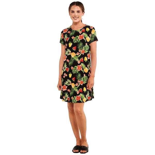 Womens Harlow & Rose Short Sleeve Flower/Fruit Swing Dress - image 