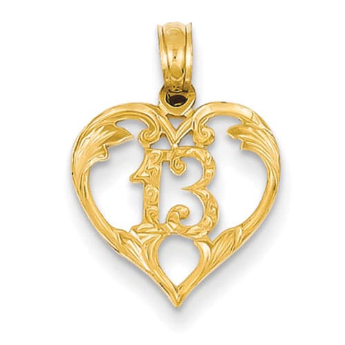 Gold Classics(tm) 14kt. Cut Out 13 In Heart Pendant - image 