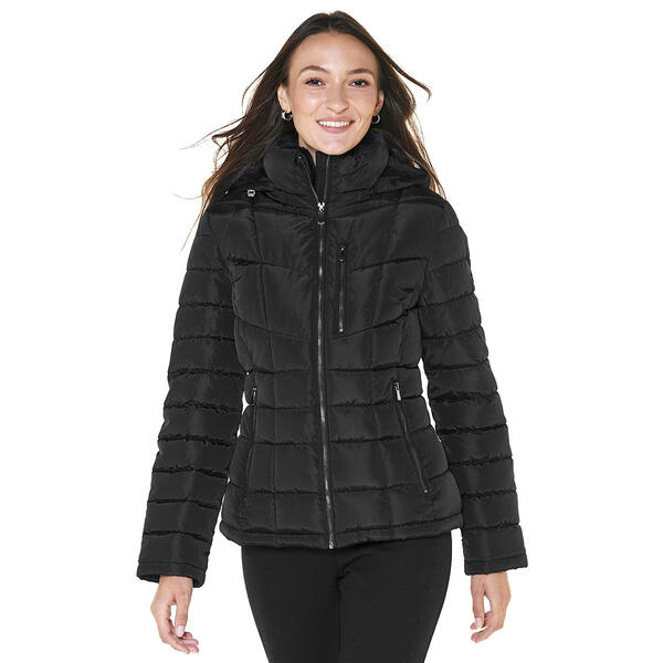 Womens Calvin Klein Short Puffer Coat with Chest Zipper - image 