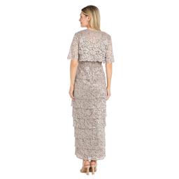 Womens R&M Richards Scroll Tiered Gown with Lace Bolero Jacket