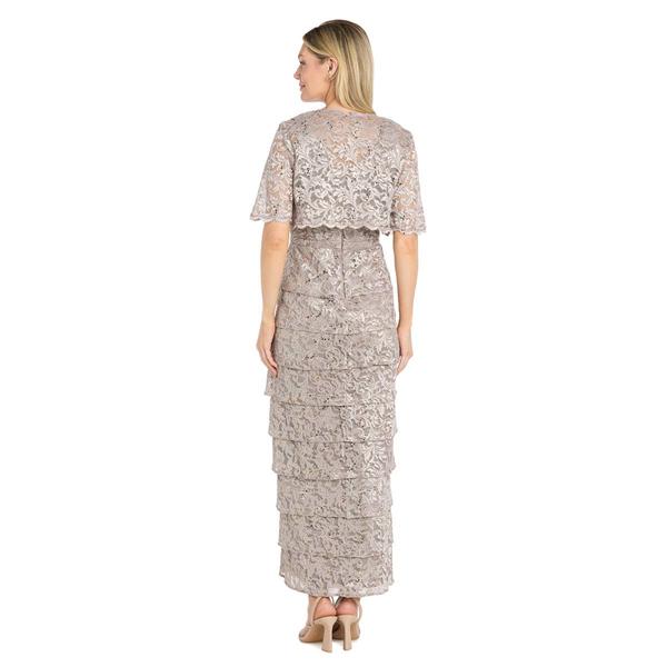 Womens R&M Richards Scroll Tiered Gown with Lace Bolero Jacket