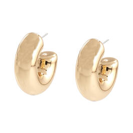 Ashley Thick Gold C-Hoop Post Earrings